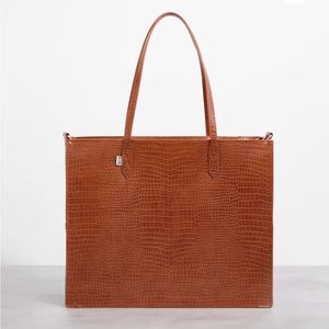 Beis The Work Tote in Cognac Croc